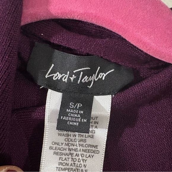 Lord & Taylor Open Front Waterfall Cardigan Womens S Purple Asymmetrical NEW - Picture 2 of 6